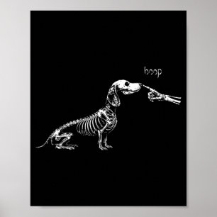Poster Boop Drôle Dachshund Chien Squelette Boop Hallowee