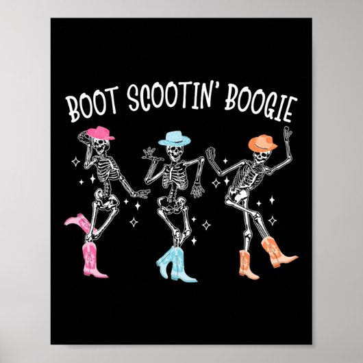 Poster Boot Scootin' Boogie Retro Western Skeleton Dancin (Devant)