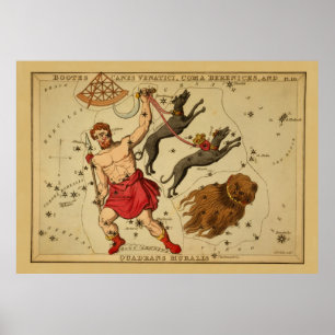 Poster Boötes - Image de la carte astronomique Vintage