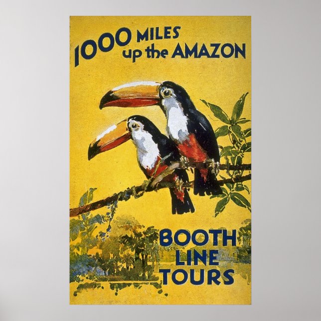 Poster Booth Line Tours 1000 Miles Up the Amazon Vintage (Devant)