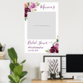 Poster Booth Photo de Mariage Chic Floral Amour Violet (Bureau à domicile)