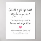 Poster Booth Photo Mariage Gris Rose Hashtag Instagram (Devant)