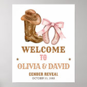 Poster Boots and Bows Gender Reveal Welcome Sign (Devant)