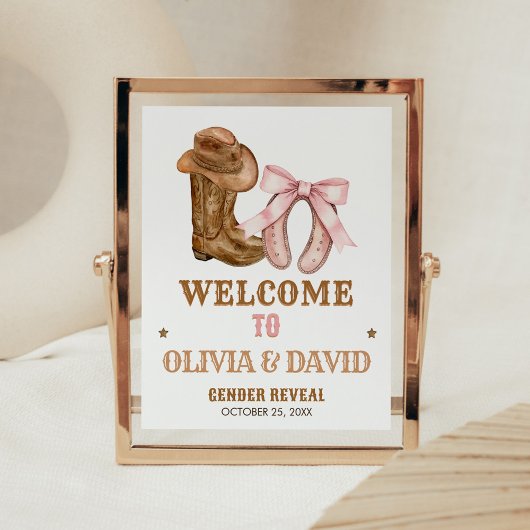 Poster Boots and Bows Gender Reveal Welcome Sign