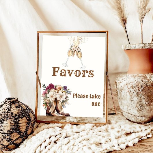 Poster Boots & Bubbly Boho Fête des mariées occidentale f