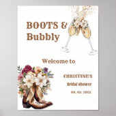 Poster Boots & Bubbly Boho Fête des mariées ouest Bienven (Devant)