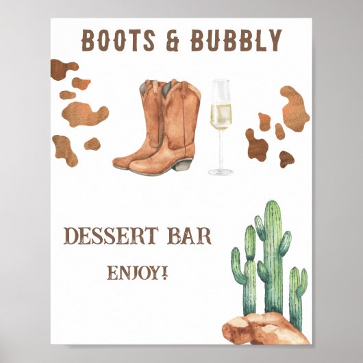 Poster Boots et Bubbly Bride douche Dessert bar (Devant)