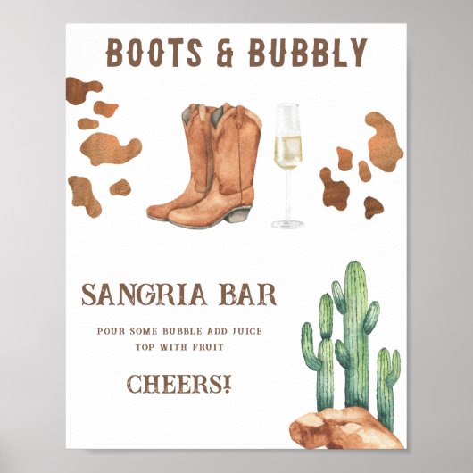 Poster Boots et Bubbly Bride douche sangria bar (Devant)