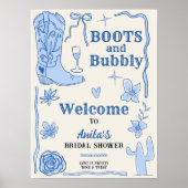 Poster Boots et Bubbly Fête des mariées occidentale bienv (Devant)