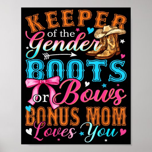 Poster Boots Or Bows Bonus Mom Loves You Gender Reveal Fa (Devant)