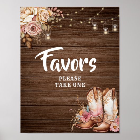 Poster Boots rustiques Country Cowgirl Anniversaire Favor (Devant)