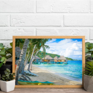 Poster Bora Bora Pacific Islands Bungalows sur l'eau