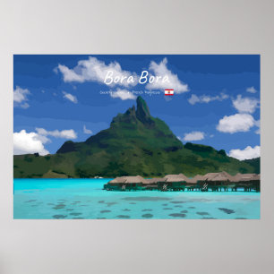 Poster Bora Bora, Polynésie française - Resort de plage