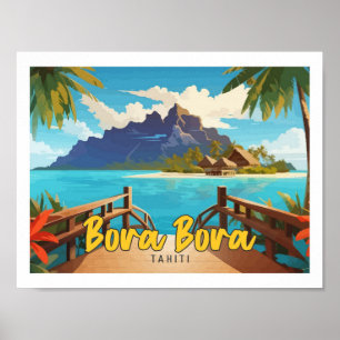 Poster Bora Bora Tahiti Pop Art Illustration de voyage