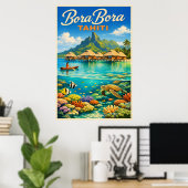 Poster Bora Bora Tahiti - Voyage Rétro (Bureau à domicile)