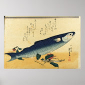 Poster Bora (Mullet gris) Hiroshige's Japanese Fish Print (Devant)