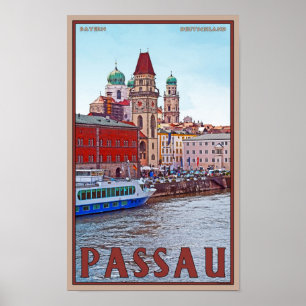Poster Bord de mer de Passau - de Donau