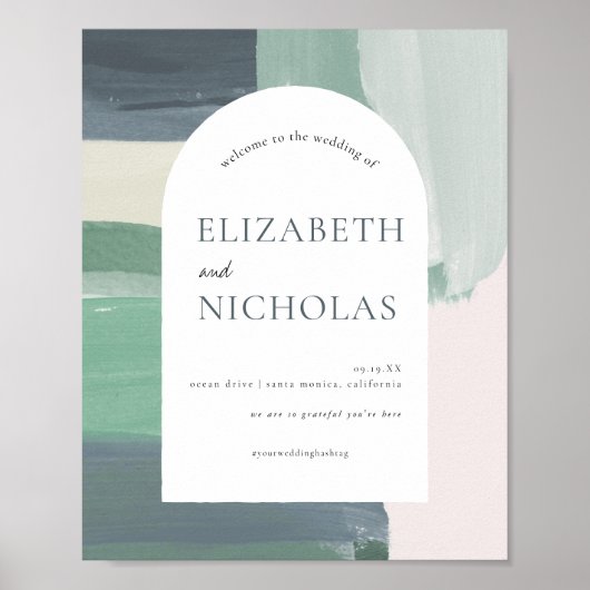 Poster Bord de mer Ocean Glass | Bienvenue Mariage (Devant)