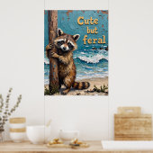 Poster Bord de mer : Raccoon sur la poste (Cuisine)