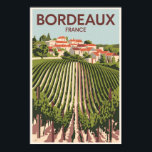 Poster Bordeaux France Vineyard Travel Art Vintage<br><div class="desc">Conception de voyage vectorielle rétro Bordeaux. Bordeaux,  plaque tournante de la célèbre région viticole,  est une ville portuaire sur la Garonne dans le sud-ouest de la France.</div>