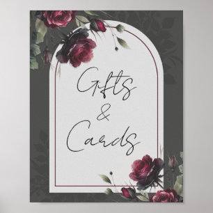 Poster Bordeaux Red Roses Floral Cadeaux & Cartes Panneau