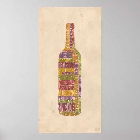 Poster Bordeaux Vin Mot bouteille (Devant)