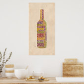 Poster Bordeaux Vin Mot bouteille (Cuisine)