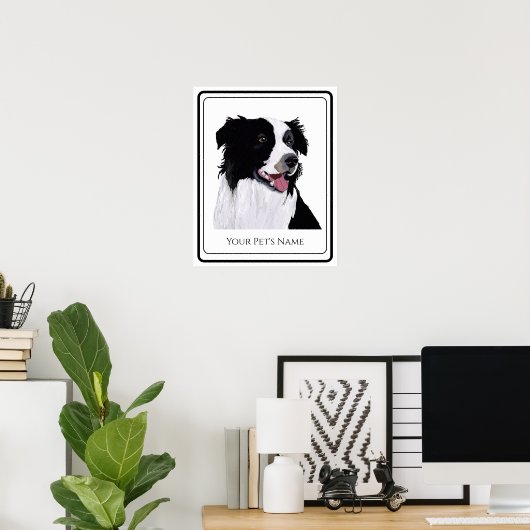 Poster Border Collie Chien de Compagnie Noir et Blanc (Bureau à domicile)