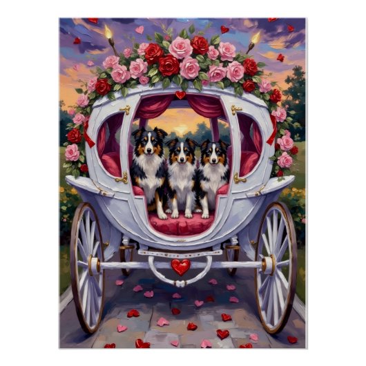 Poster Border Collie Dog Valentine's Day (Devant)