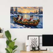 Poster Border Collie Noël Bateau Fêtes (Bureau à domicile)