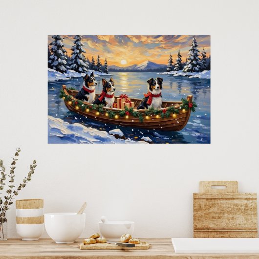 Poster Border Collie Noël Bateau Fêtes (Cuisine)