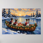 Poster Border Collie Noël Bateau Fêtes (Devant)