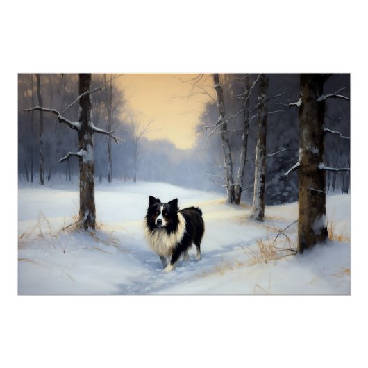 Poster Border Collie Qu'il neige Noël (Devant)