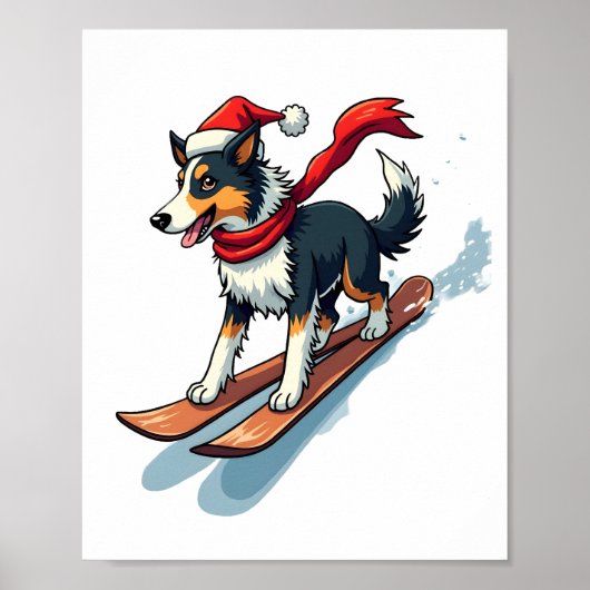 Poster Border Collie Snowboardeur (Devant)
