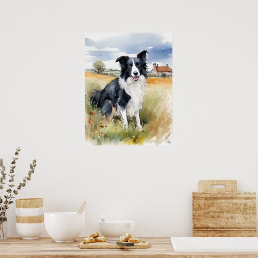 Poster Bordure Collie - Art Chien Imprimer (Cuisine)