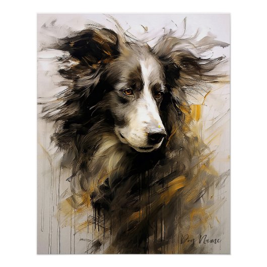 Poster Bordure Collie chien dans le vent 002 - Yacobsen D (Devant)