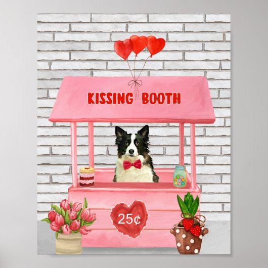 Poster Bordure Collie Chien Saint Valentin Baiser Booth (Devant)