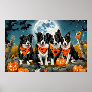 Poster Bordure Collie Halloween Éffrayant