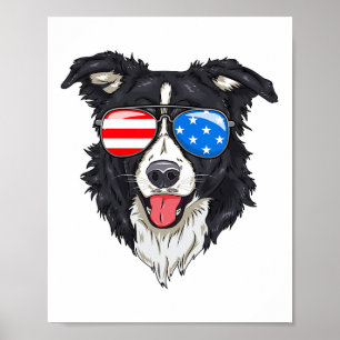 Poster Bordure Collie Lover Chien patriotique 4 juillet A