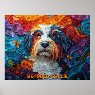Poster Bordure Collie Papier Quitter Portrait de chien d'