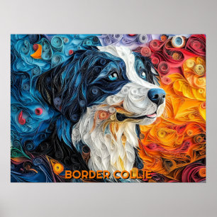 Poster Bordure Collie Papier Quitter Portrait de chien d'