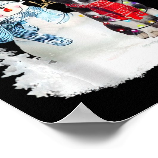 Poster Bordure Collie Père Noël Chien Noël Snowman Xmas P (Coin)