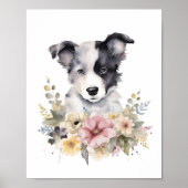 Poster Bordure Collie Pupet Pet Aquarelle (Devant)