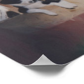 Poster Bordure Collie Puppy Litter Peinture à l'huile (Coin)