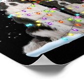 Poster Bordure Collie Reindeer Santa Hat Noël Lumières Ch (Coin)