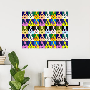 Poster Bordure Colorée Rétro Colley Pop Art Grand