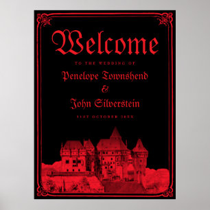 Poster Bordure de Château Gothique Noir Rouge Mariage Bie