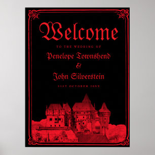 Poster Bordure de Château Gothique Noir Rouge Mariage Bie