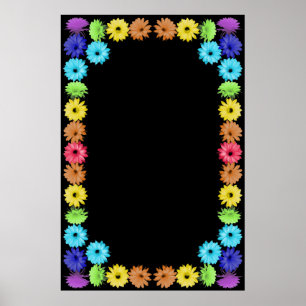 Poster Bordure de fleurs arc-en-ciel