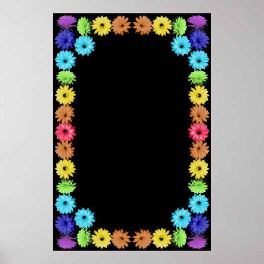 Poster Bordure de fleurs arc-en-ciel (Devant)
